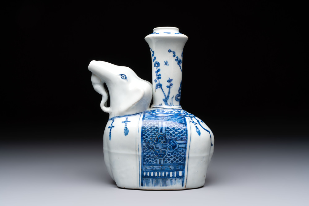 A Chinese blue and white 'elephant' kendi, Wanli