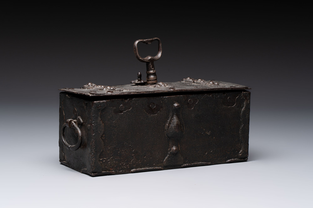 A small German wrought iron strongbox, probably Nuremberg, 1st half 16th C.