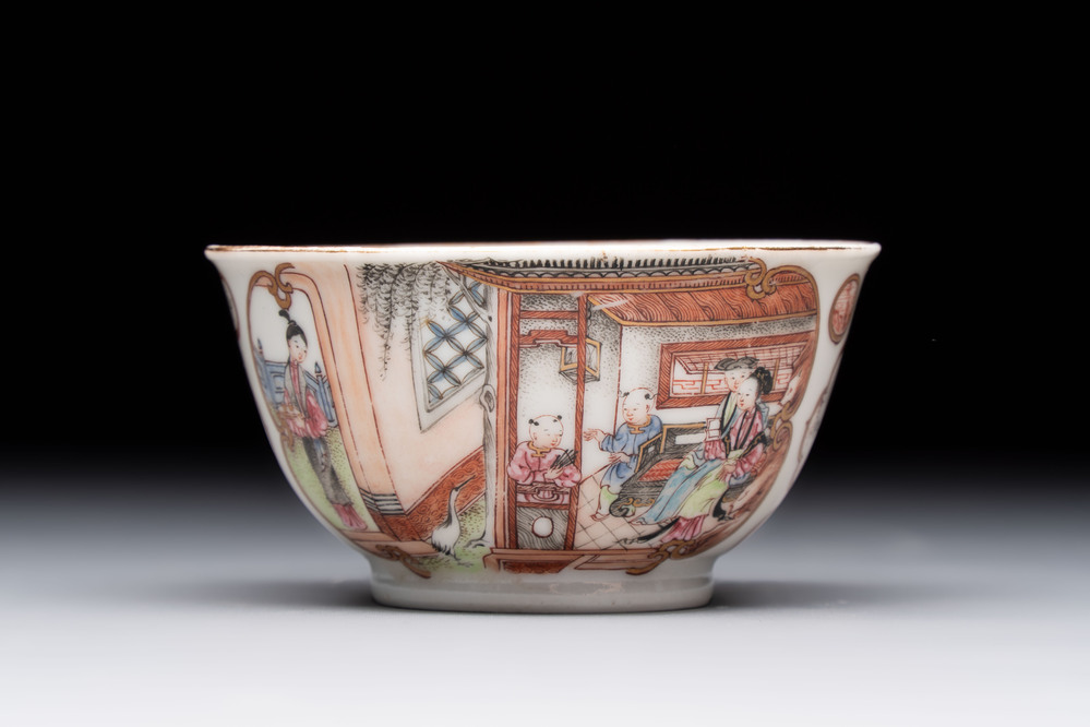 A Chinese famille rose 'San Niang Jiao Zi 三娘教子' cup, Qianlong