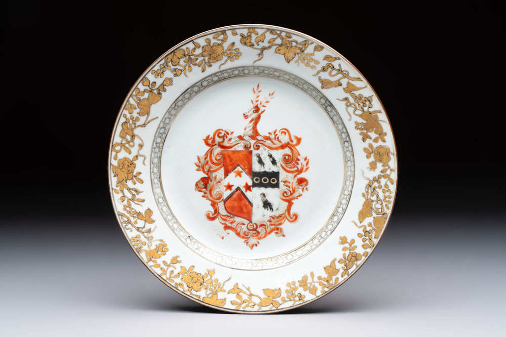 A Chinese armorial plate with the arms of Carr and Kerr impaling Bigge for the English market, Yongzheng, ca. 1735