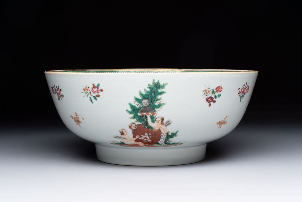 A Chinese famille rose armorial bowl with the arms of Troutbeck for the English market, Qianlong, ca. 1775