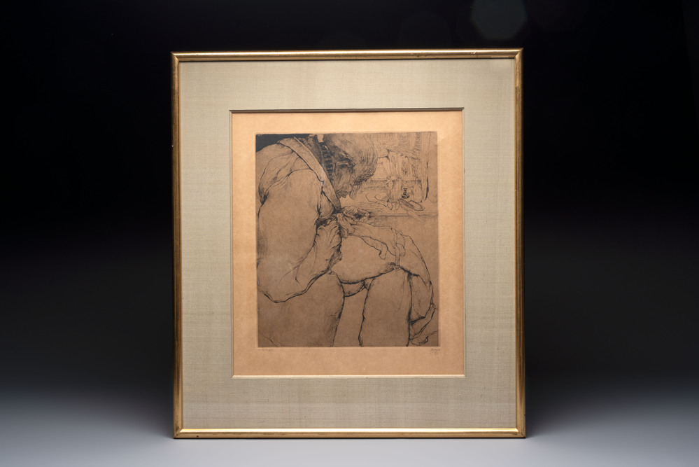 Jules De Bruycker (1870&ndash;1945): 'De Kleerlapper' (1925), etching, signed in pencil and numbered 8/75