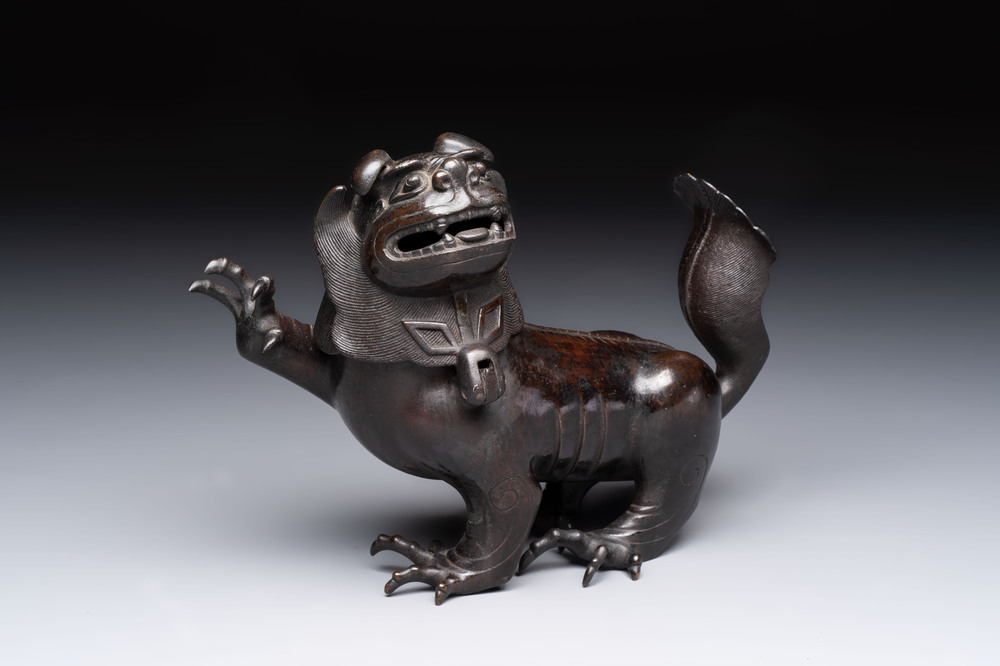 A rare Chinese bronze lion-form censer, Southern Song