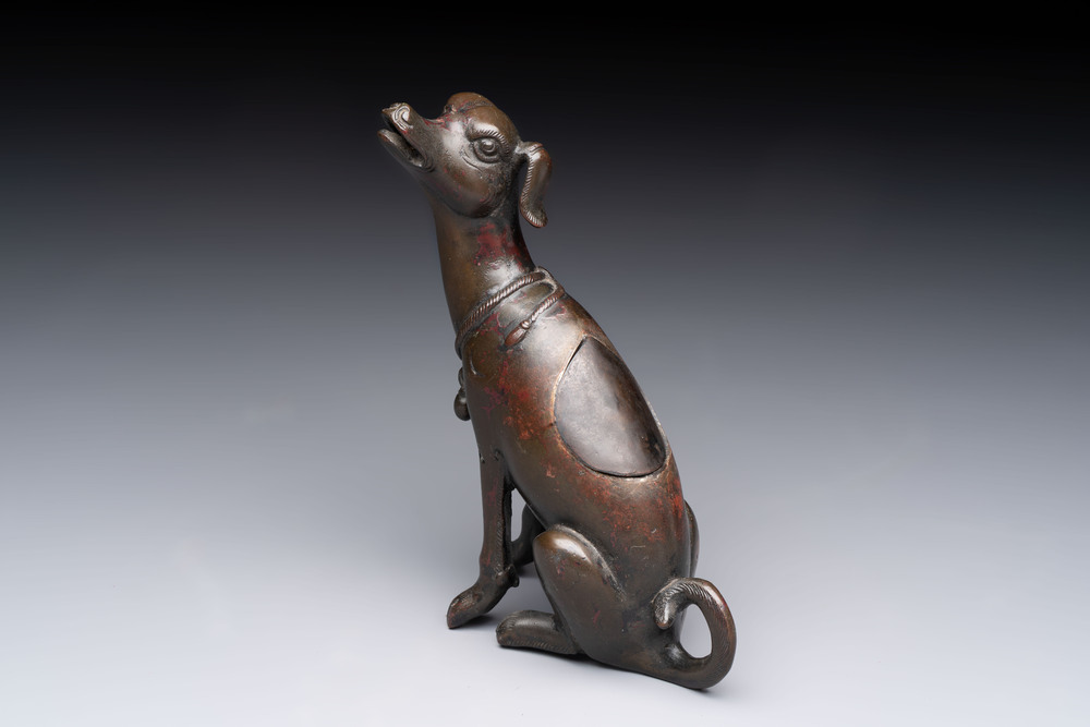 A rare Chinese bronze 'hound' censer, Ming