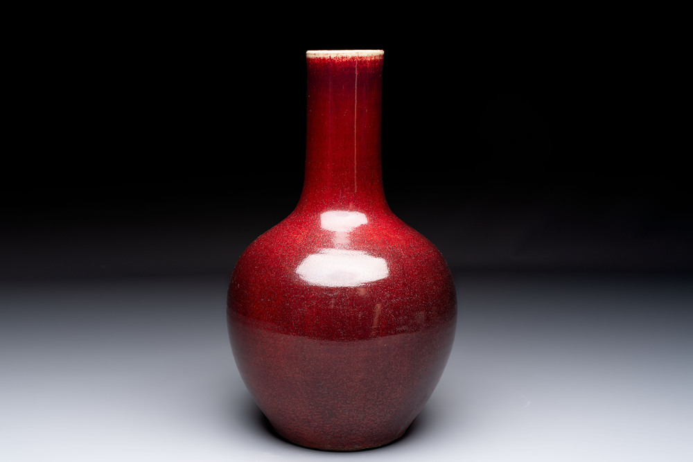 A Chinese flamb&eacute;-glazed bottle vase, 19th C.