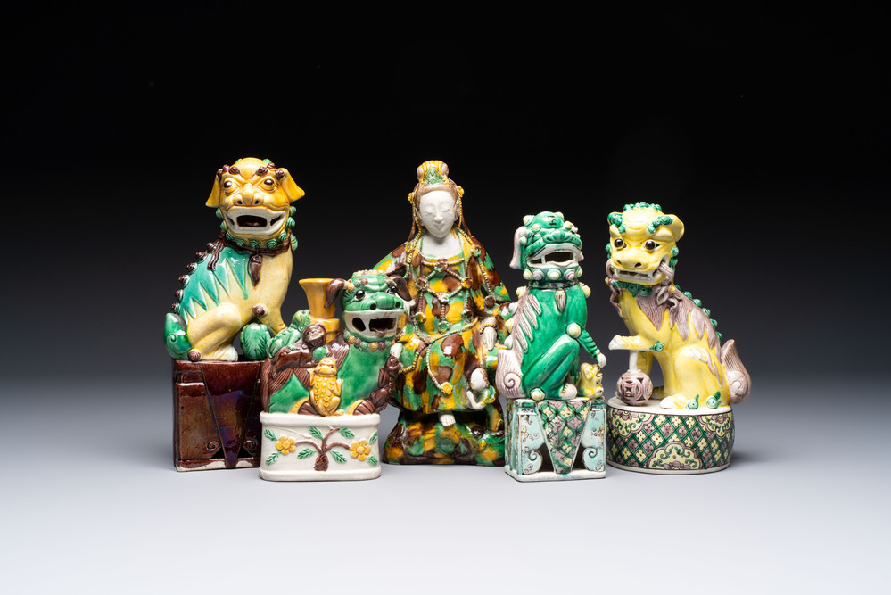 Five Chinese sancai-glazed wares, Kangxi and later