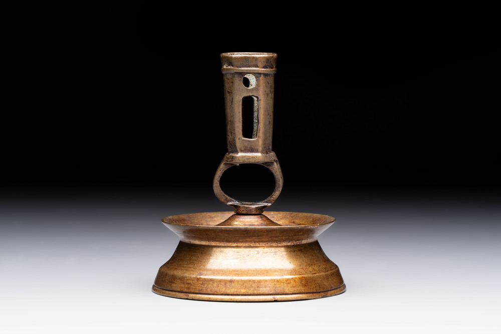 A Flemish knotted brass candlestick, 15th C. and later