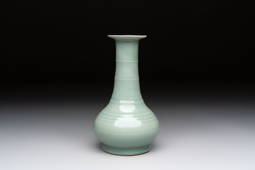 A fine Chinese Longquan celadon bottle vase, Song/Yuan