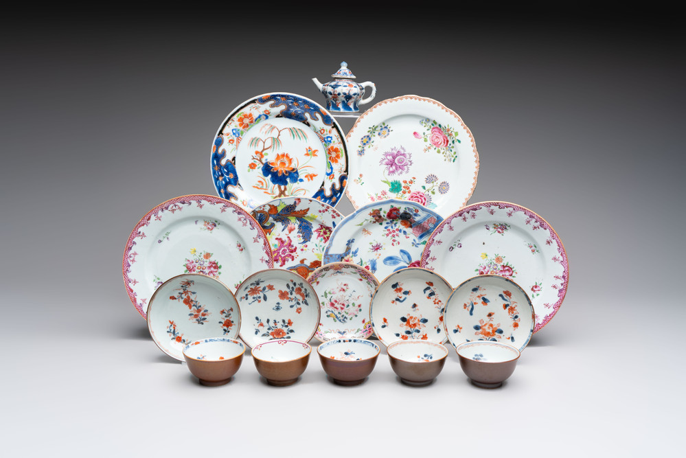 17 Chinese famille rose, verte and Imari-style wares, Kangxi/Qianlong