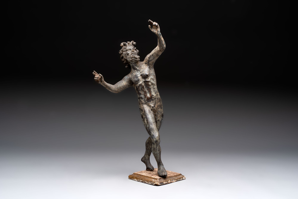 A bronze 'Grand Tour' figure of 'The Dancing Faun of Pompeii', Italy, 19th C.