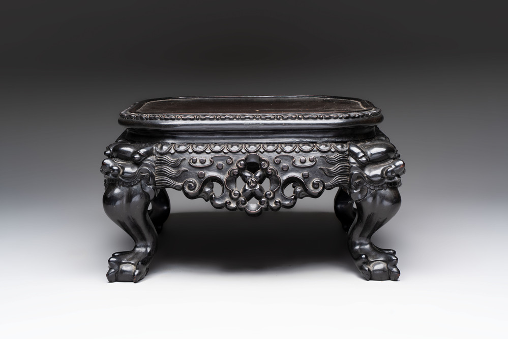 A Chinese carved hongmu stand, Canton 19th C.
