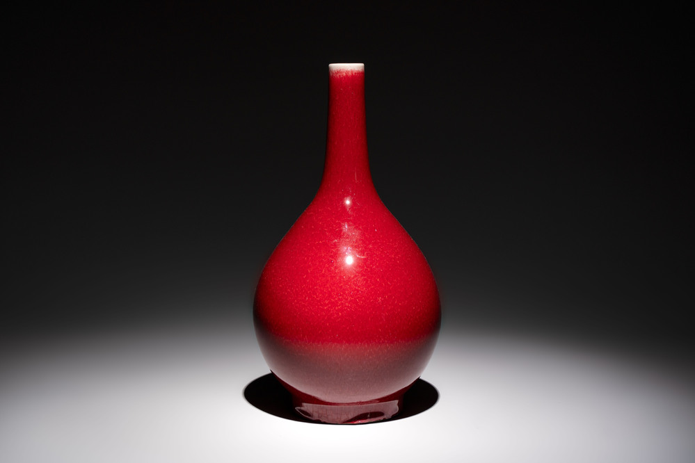 A Chinese sang-de-boeuf bottle vase, 19th C.