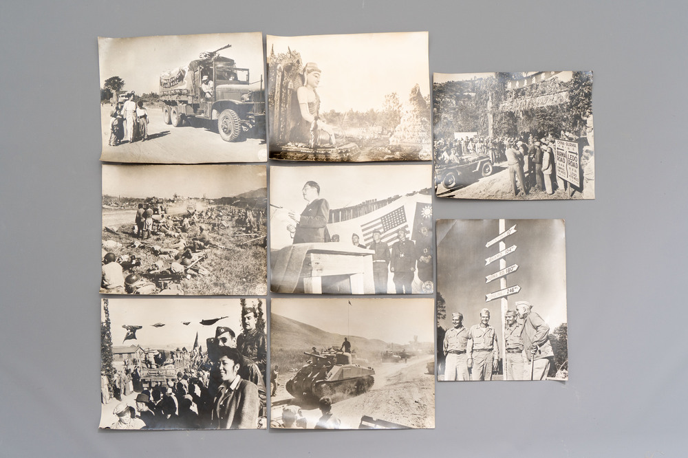 Eight black and white photos on the opening and use of the Ledo or Stilwell Road, dated 1945