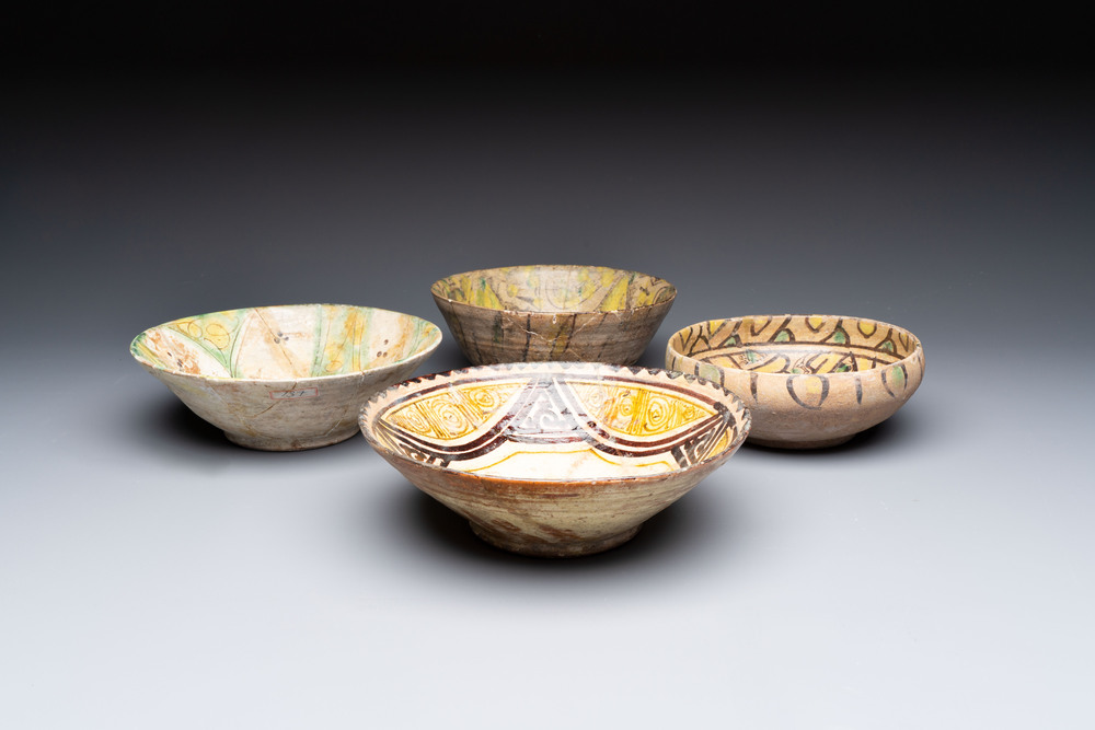 Four Nishapur pottery bowls, Iran, 10/11th C.