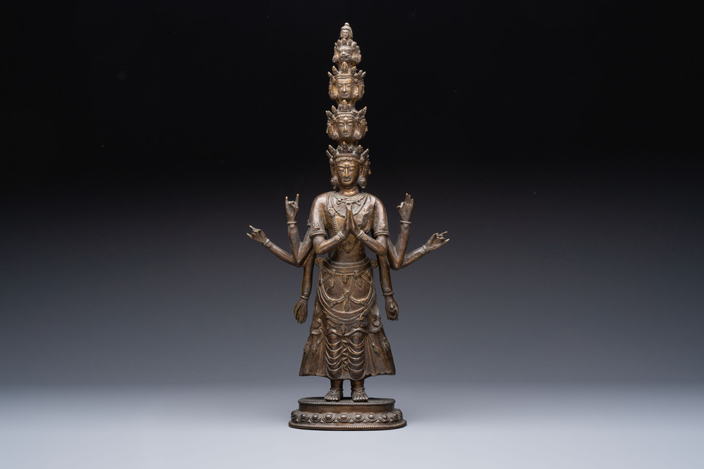 A large Tibetan copper alloy Avalokiteshvara, 17/18th C.