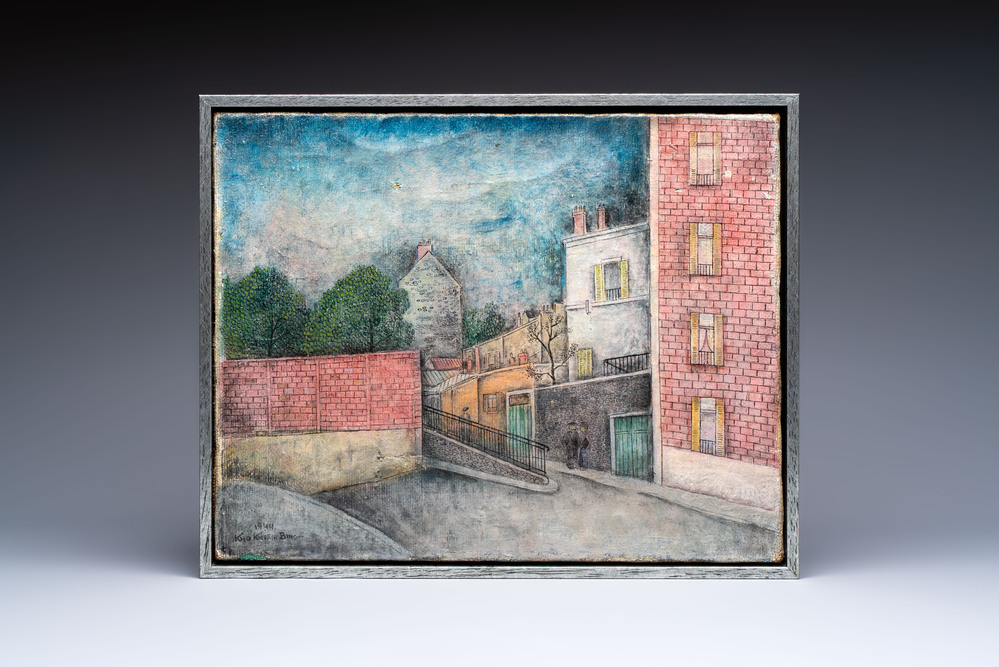 Kho Khiem Bing (Vietnam, 1917-): 'Quiet Street at Dusk', oil on canvas, dated 1944