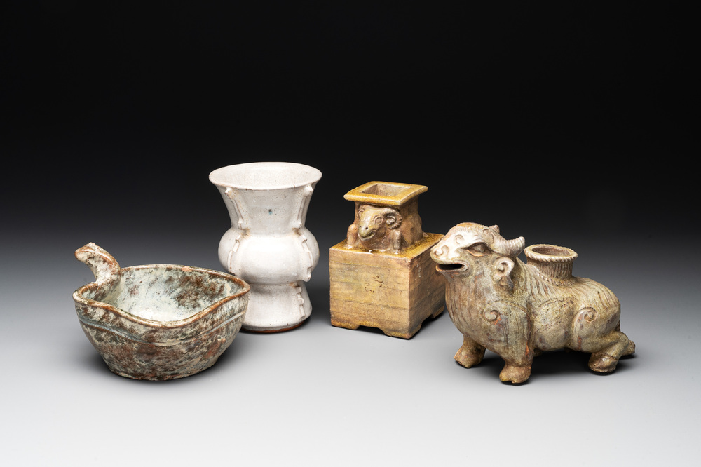 Four various Chinese monochrome wares, Qing and later