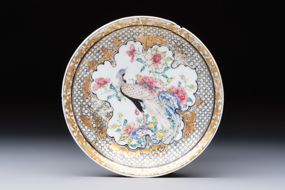 A fine Chinese famille rose 'pheasant' saucer, Yongzheng
