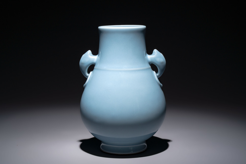 A Chinese claire-de-lune 'zun' vase, Qianlong mark and of the period