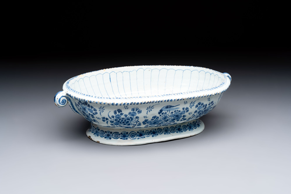 A blue and white Nevers faience jardini&egrave;re, France, 17th C.