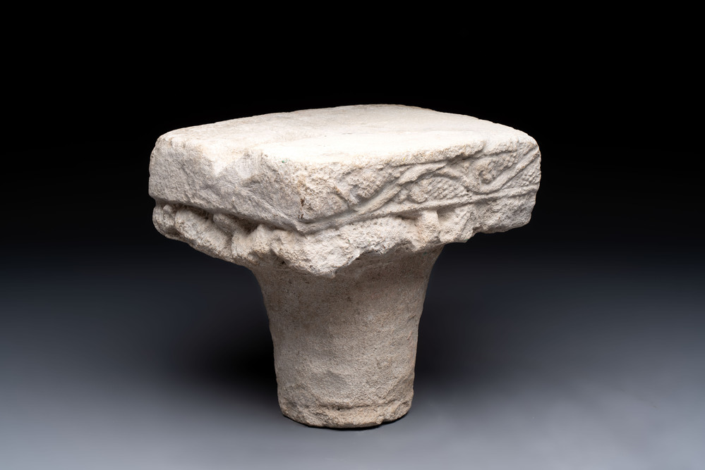 A Romanesque sandstone 'grapevine' capital, ca. 12th C.
