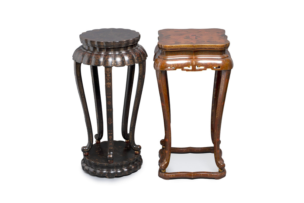 Two Chinese gilt-lacquered stands, 20th C.