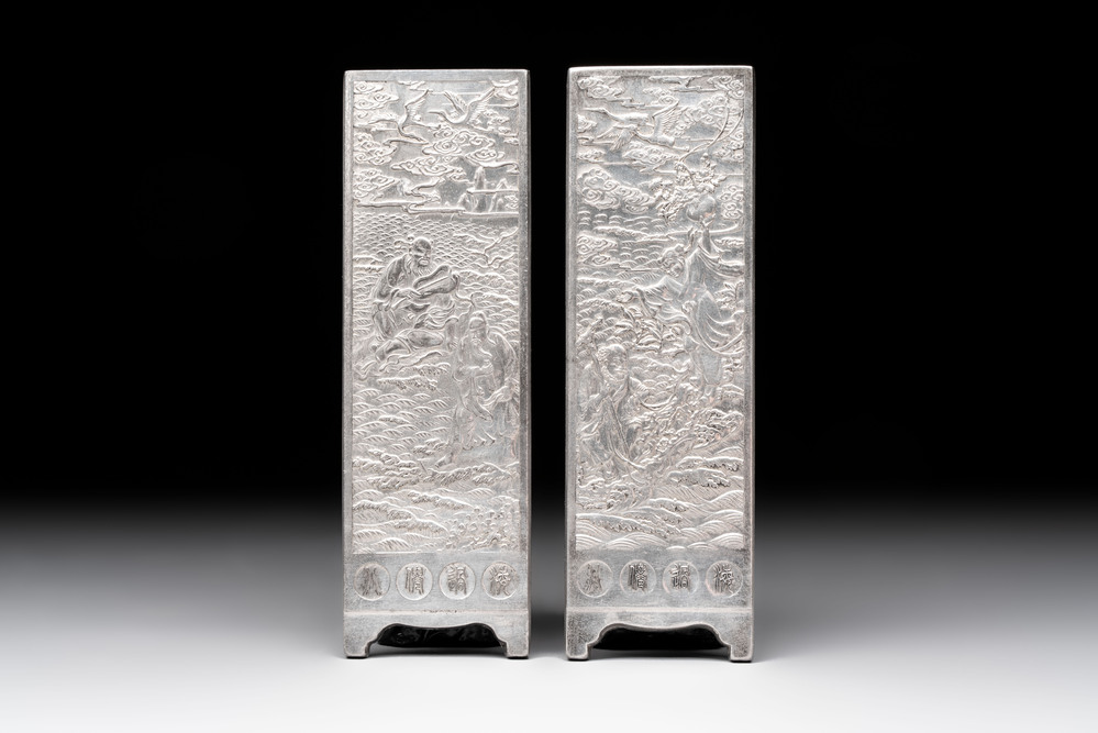 Two Chinese silver 'Eight Immortals' amulets, Zuyin 足銀 marks, 19/20th C.