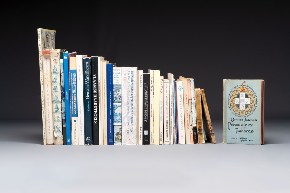 A collection of 35 books, catalogues and brochures on European tiles and faience, 1906-2012