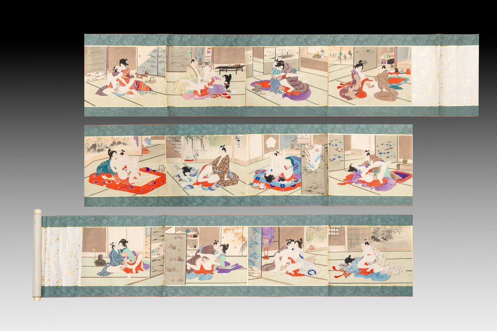 Murasaki Shuku 村崎宿久: 'Shunga - Mirror of the Four Seasons', Edo, 19th C.