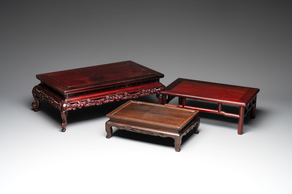 Three Chinese hongmu stands, 19/20th C.