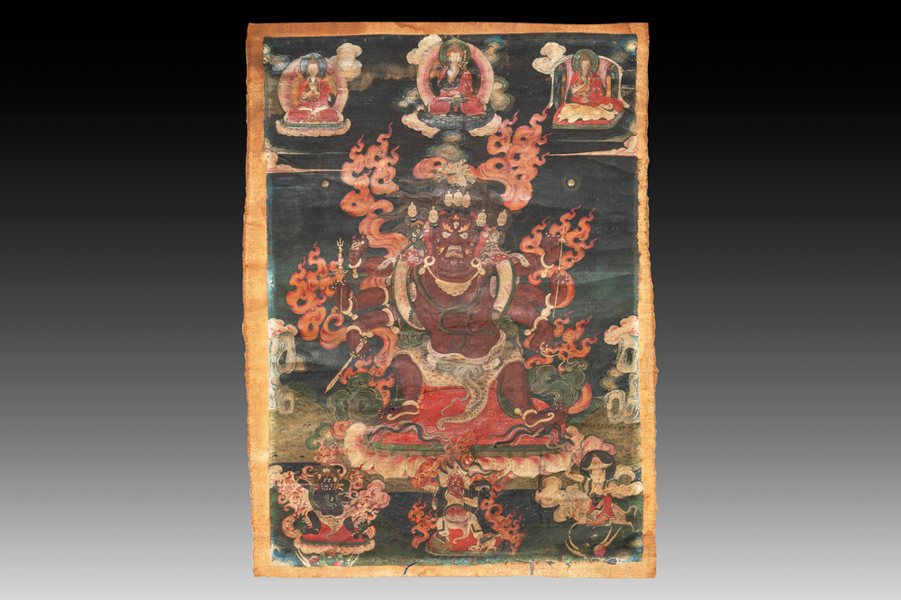 A fine Tibetan 'Vajrabhairava' thangka, 18/19th C.