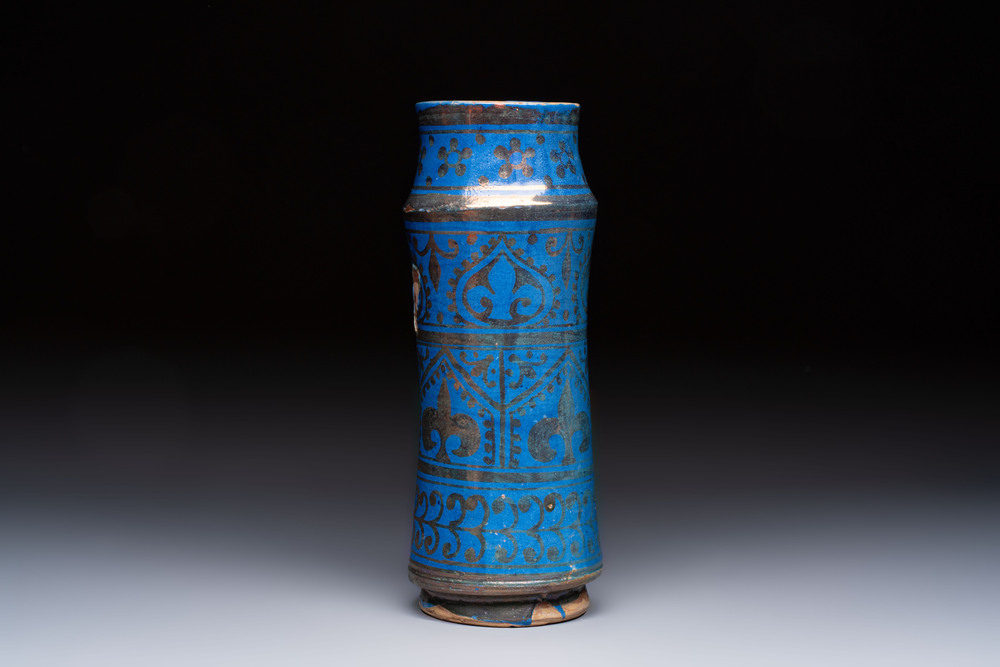 A Hispano-Moresque lustreware albarello, Spain, 19/20th C.