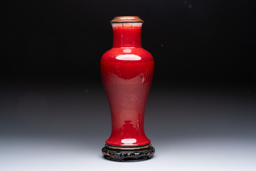 A Chinese langyao vase mounted as a lamp, 18th C.