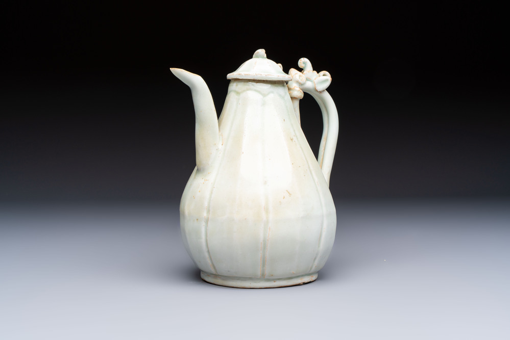 A Chinese qingbai ewer and cover, Yuan