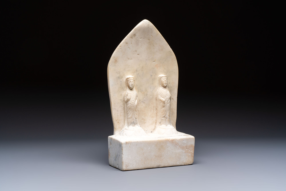 A Chinese inscribed marble stele, Northern Wei style, 20th C.
