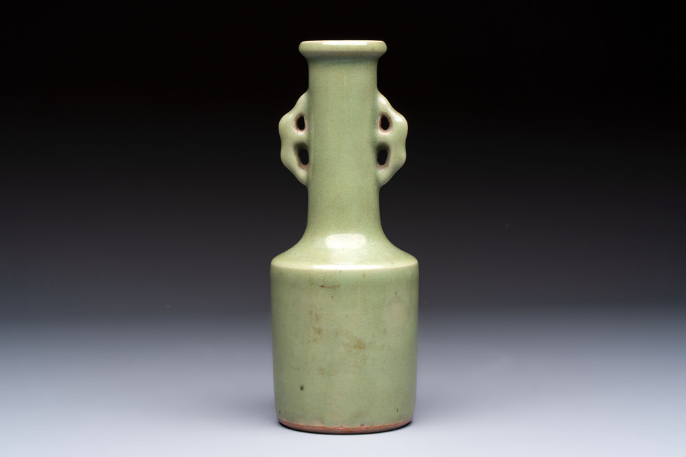 A Chinese celadon-glazed 'Kinuta' vase, Qing