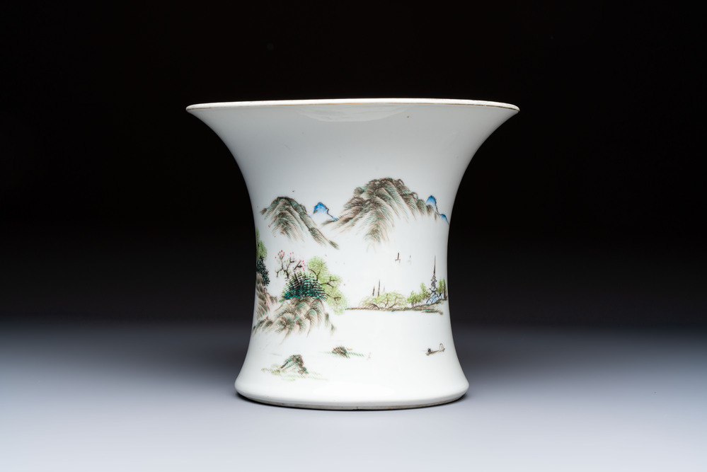 A Chinese famille rose 'Mountainous Landscape' bitong, Republic