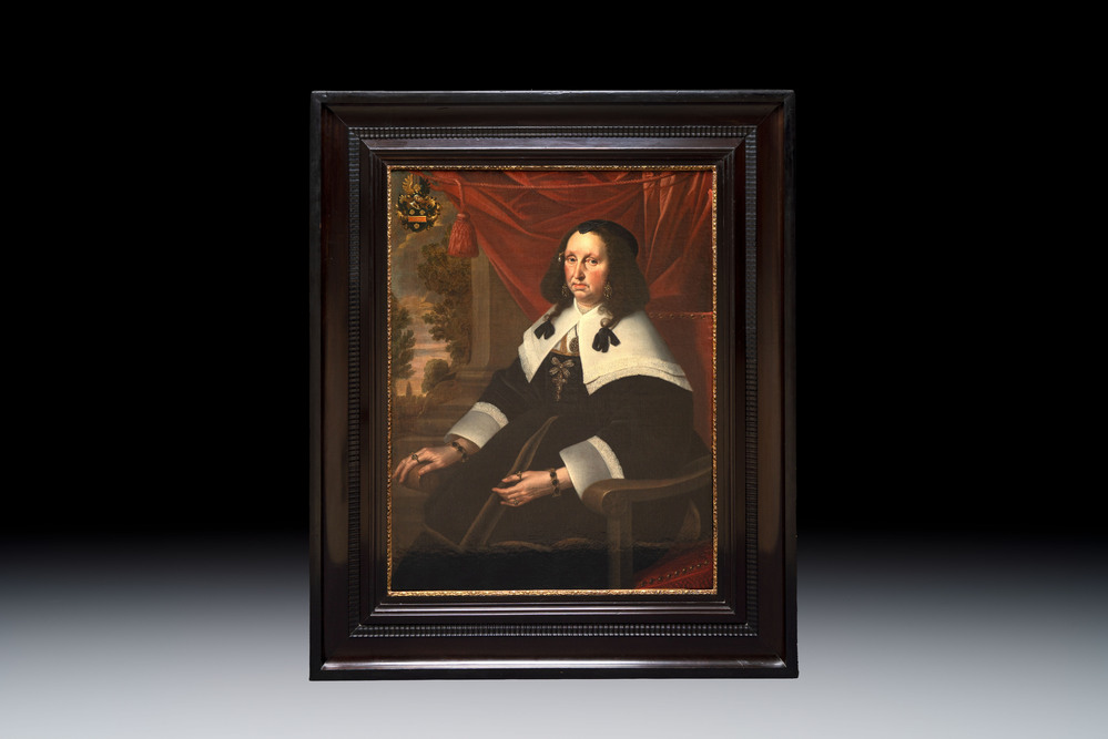Dutch school: 'Portrait of a Lady', oil on canvas, 17th C.