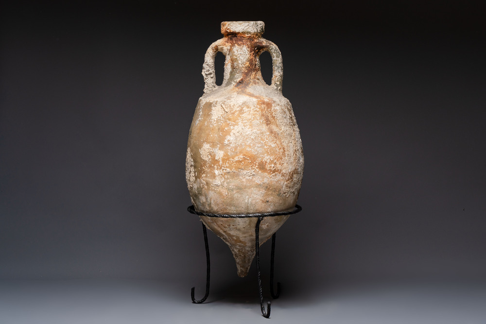 A Roman salt fish amphora and cover, Spain, 2nd/3rd C.