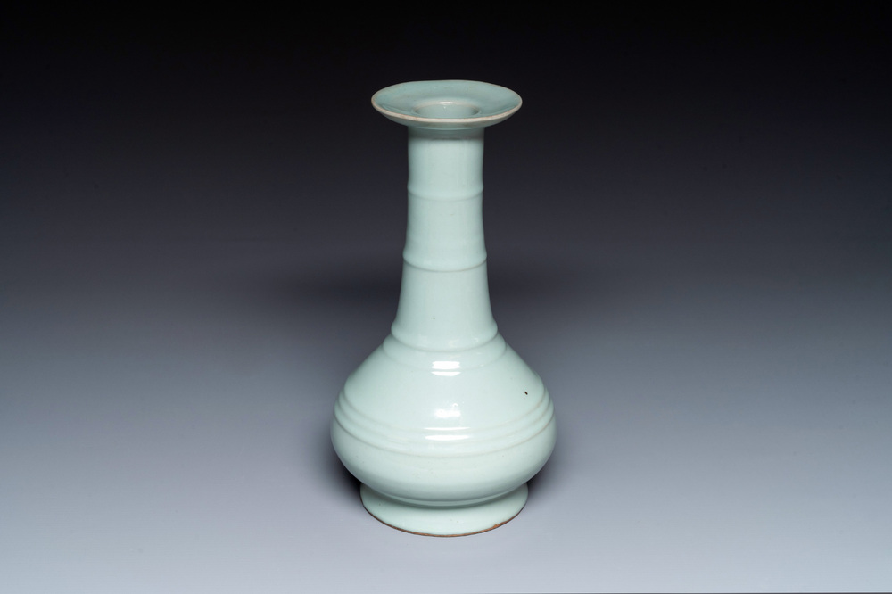 A Chinese Longquan celadon bottle vase, Song/Yuan