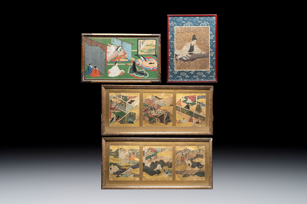 Tosa School and Japanese School: various scenes, ink, colour, and gold on paper, Edo/Meiji, 17/19th C.