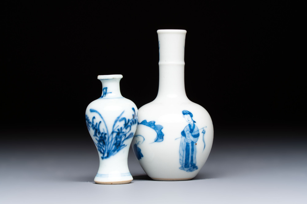 Two Chinese blue and white miniature vases, Kangxi