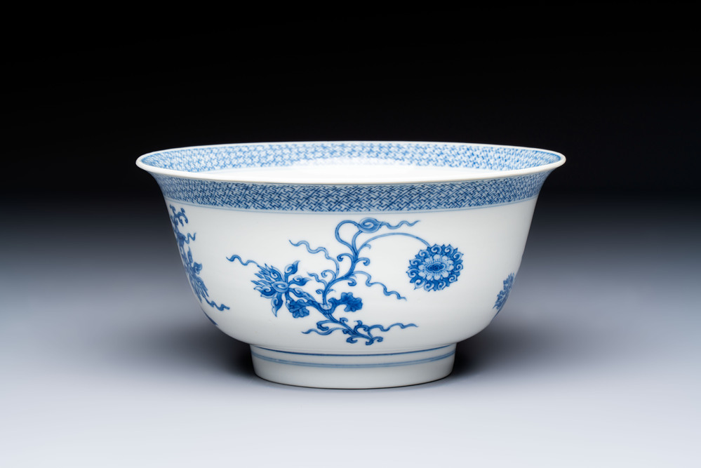 A Chinese blue and white 'Lotus' bowl, Chenghua mark, Kangxi
