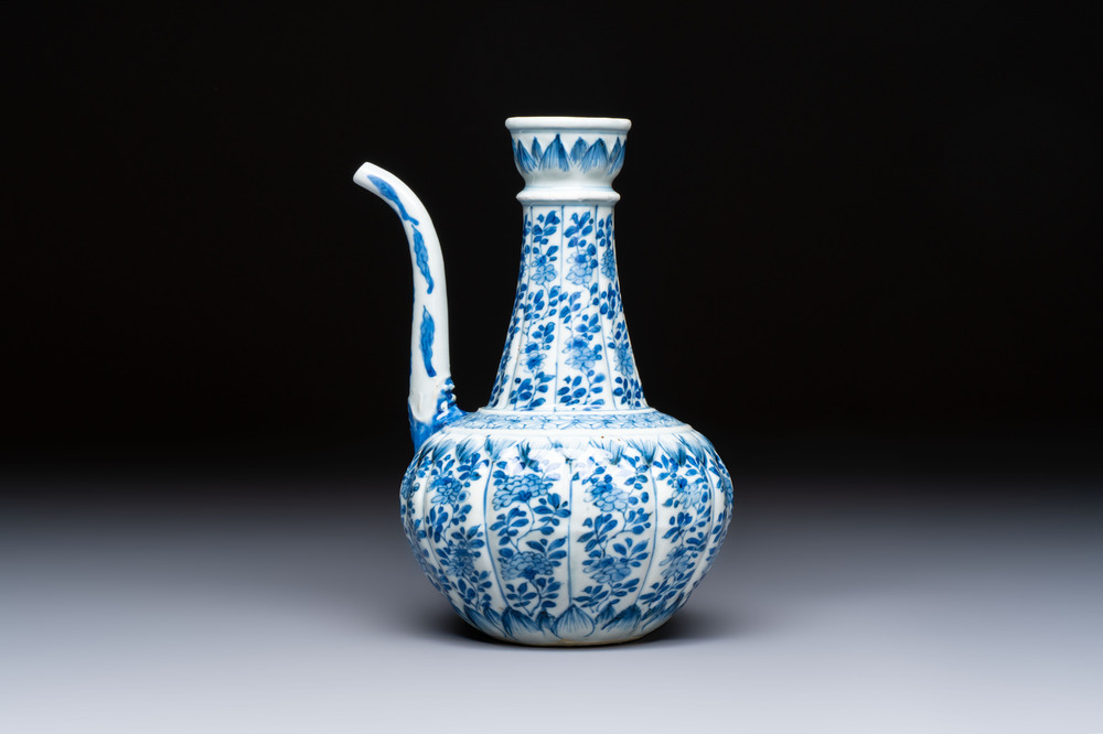 A Chinese blue and white 'Floral' kendi, Kangxi