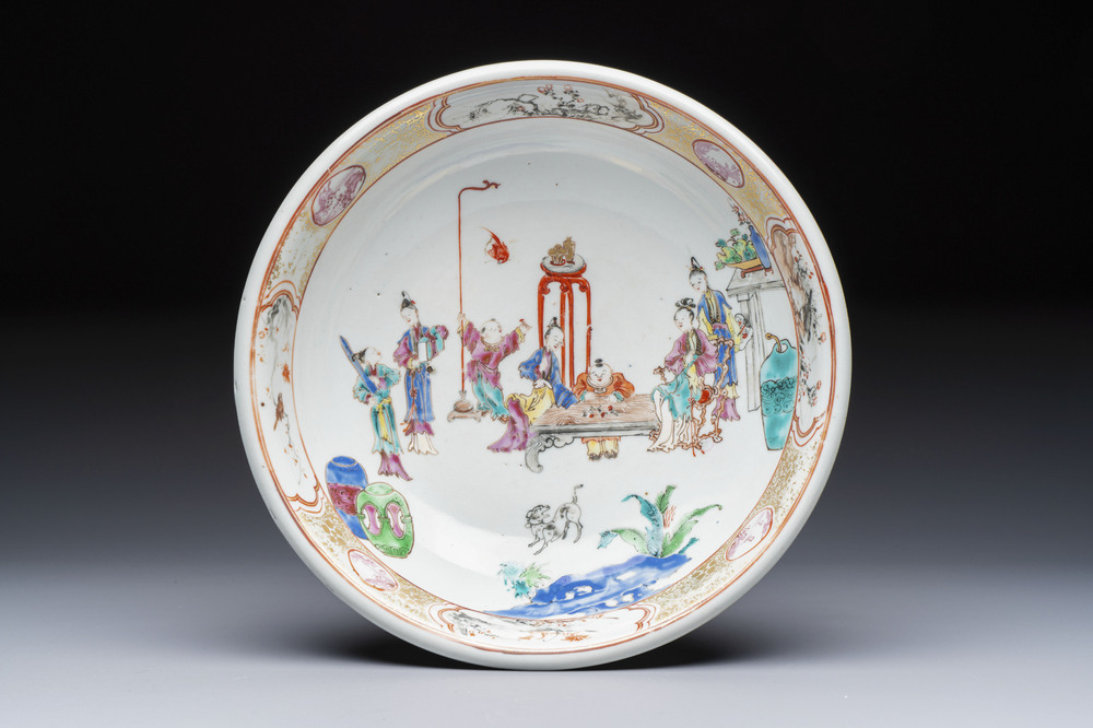 A Chinese Canton famille rose 'Mandarin Subject' bowl, Qianlong