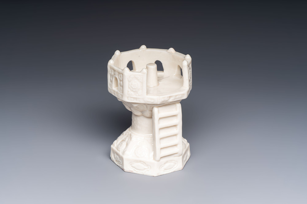 A Chinese Dehua blanc de Chine export model of a pulpit or candlestick holder, Kangxi