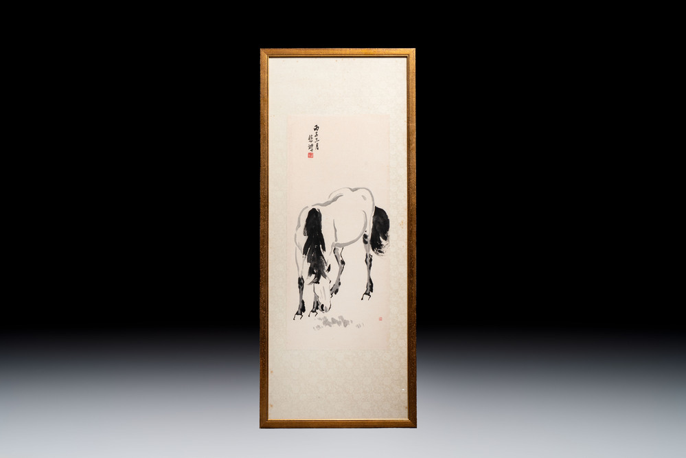 In the manner of Xu Beihong 徐悲鴻 (1895-1953): 'Horse', ink on paper, dated 1936