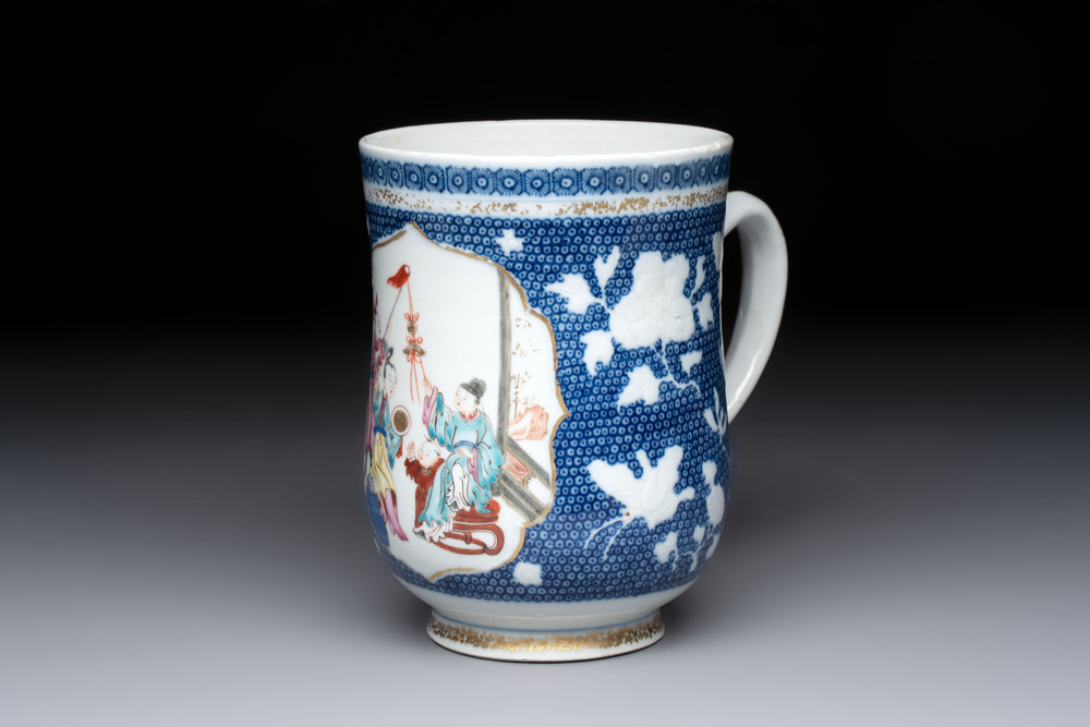 A Chinese Canton famille rose 'Mandarin Subject' tankard, Qianlong