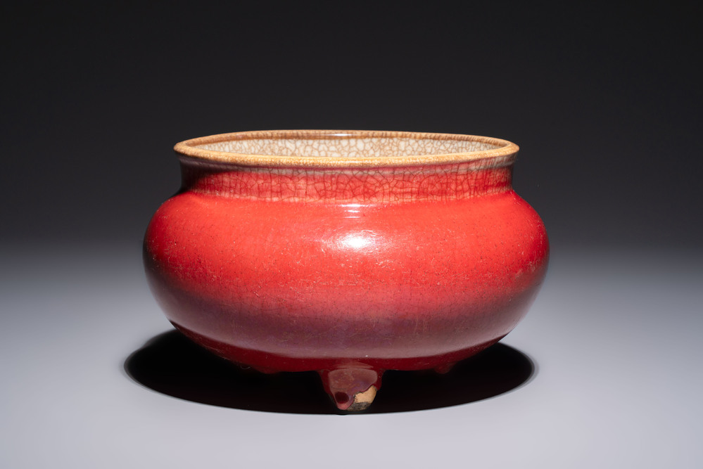 A Chinese langyao-style tripod censer, 18/19th C.
