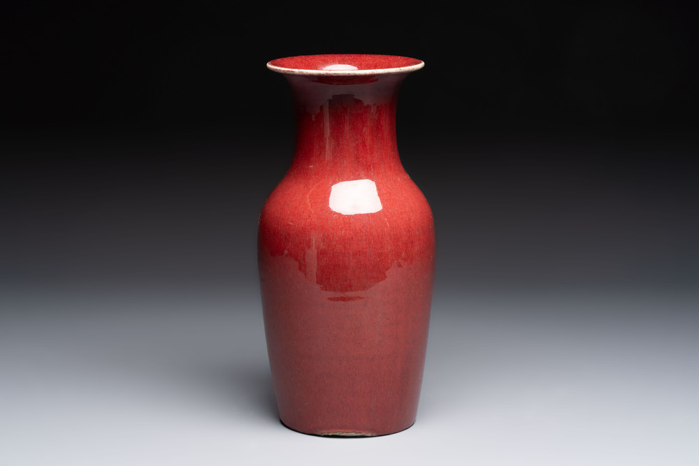 A Chinese monochrome sang-de-boeuf vase, 19th C.